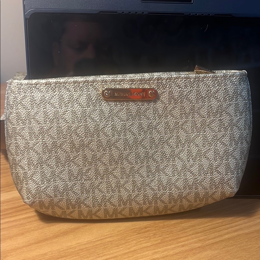 Michael Kors Gold and Cream Clutch